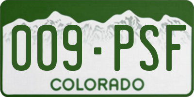 CO license plate 009PSF