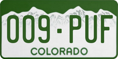 CO license plate 009PUF