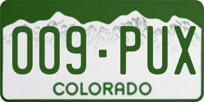 CO license plate 009PUX