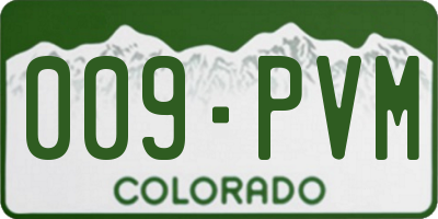 CO license plate 009PVM