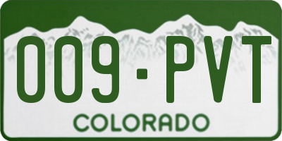 CO license plate 009PVT
