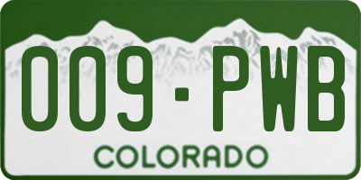 CO license plate 009PWB