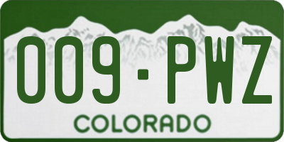 CO license plate 009PWZ
