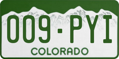 CO license plate 009PYI