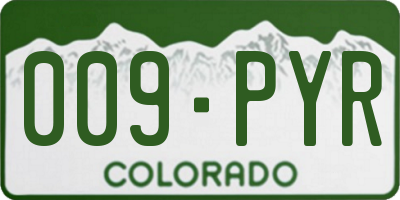 CO license plate 009PYR