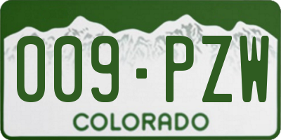 CO license plate 009PZW