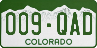 CO license plate 009QAD