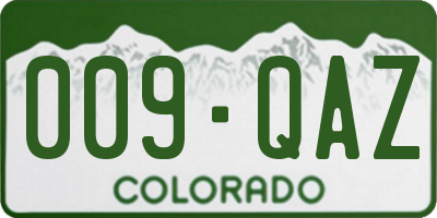 CO license plate 009QAZ