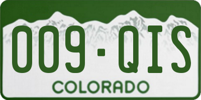 CO license plate 009QIS