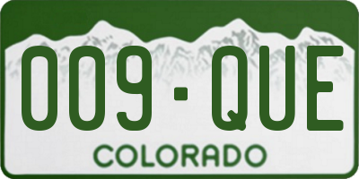 CO license plate 009QUE