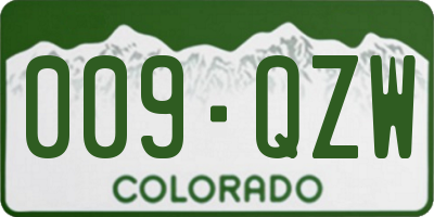 CO license plate 009QZW