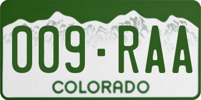 CO license plate 009RAA