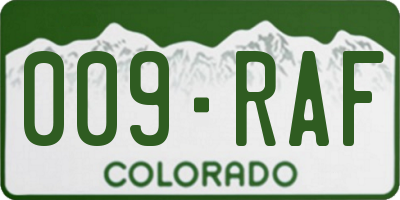 CO license plate 009RAF