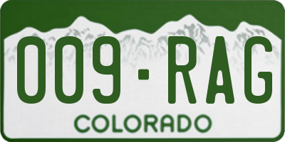 CO license plate 009RAG