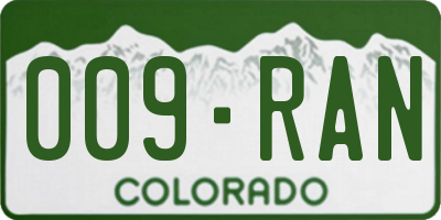 CO license plate 009RAN