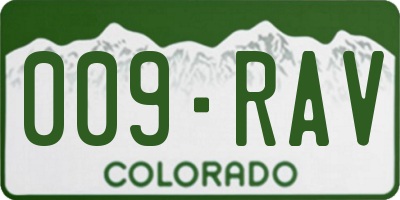 CO license plate 009RAV