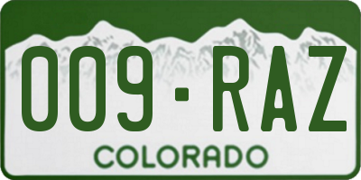 CO license plate 009RAZ