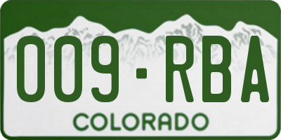 CO license plate 009RBA