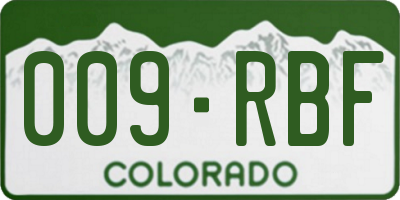 CO license plate 009RBF