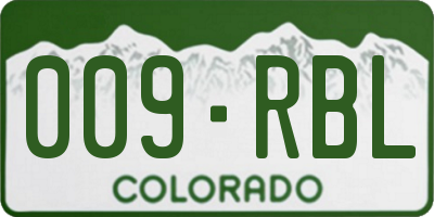 CO license plate 009RBL