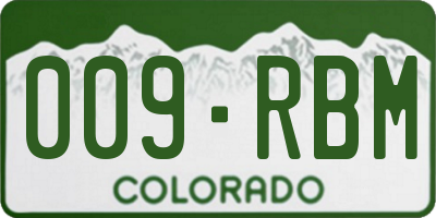 CO license plate 009RBM