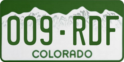 CO license plate 009RDF