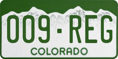 CO license plate 009REG