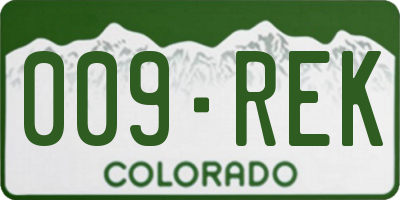 CO license plate 009REK