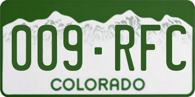 CO license plate 009RFC