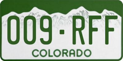 CO license plate 009RFF