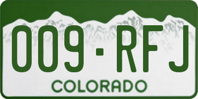 CO license plate 009RFJ