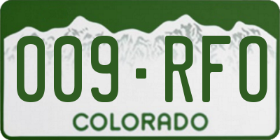 CO license plate 009RFO