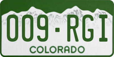 CO license plate 009RGI