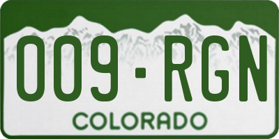 CO license plate 009RGN