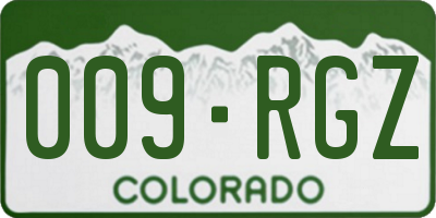 CO license plate 009RGZ