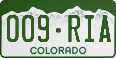 CO license plate 009RIA