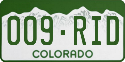 CO license plate 009RID