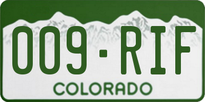 CO license plate 009RIF