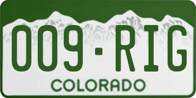 CO license plate 009RIG