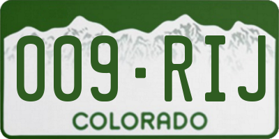 CO license plate 009RIJ