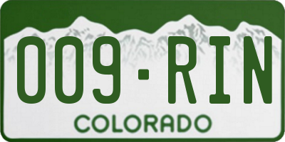 CO license plate 009RIN
