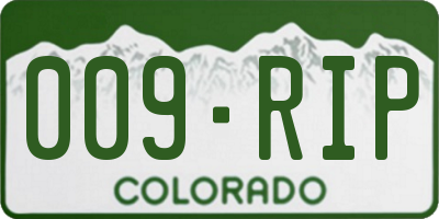 CO license plate 009RIP