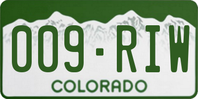 CO license plate 009RIW