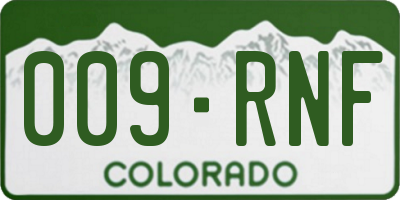 CO license plate 009RNF