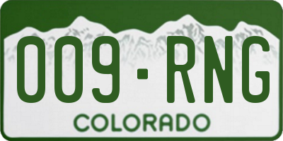 CO license plate 009RNG