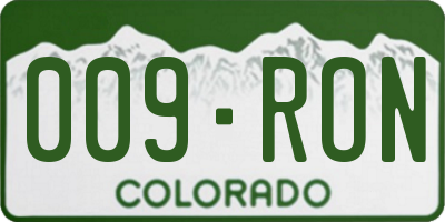 CO license plate 009RON