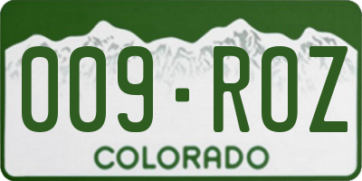 CO license plate 009ROZ