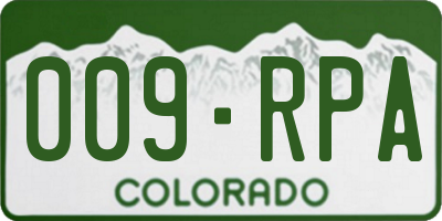 CO license plate 009RPA