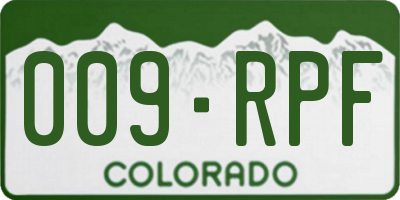 CO license plate 009RPF