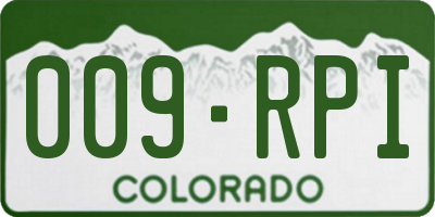 CO license plate 009RPI